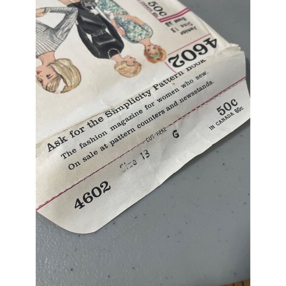 Simplicity 4602 Sewing Pattern Size 13 Junior One Piece Sheath Dress Vintage CUT - Picture 6 of 7